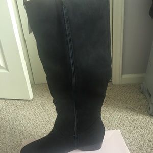 Black suede riding boots